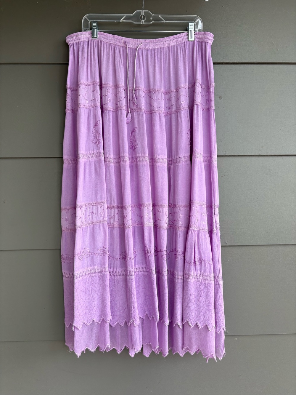 Vintage 90’s L’Pogee Boho Embroidered Purple Maxi Skirt